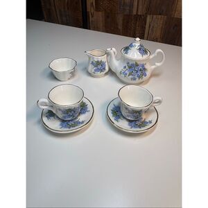 Elegant Crown Victorian Forget-Me-Not Tea Set mini, 7 piece set